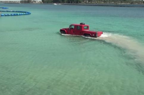 VIDEO: The Big Red Truck Versus The Big Red Sea